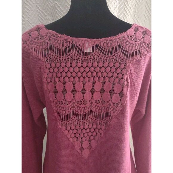Bongo Size L Sweater Long Sleeve Pink Pullover ~ Embroidery detail ~ EUC! - Picture 5 of 10